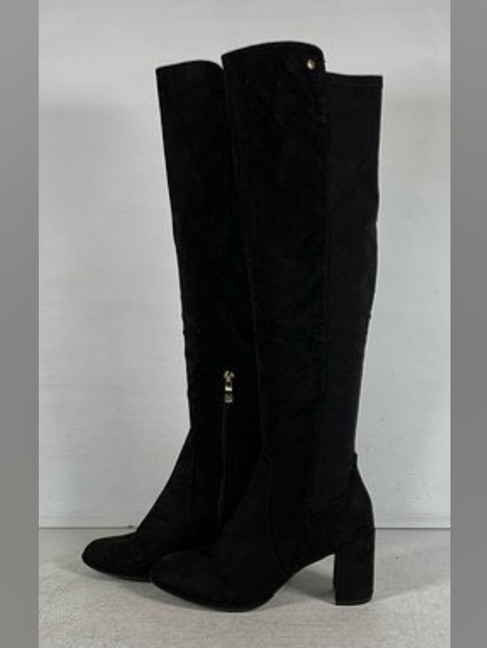 Liz Claiborne Designer Tall Black Suede Memory Foam Block Heel Booties 7